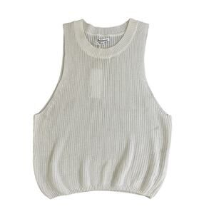 Reformation Lilac Sleeveless Knit Linen Blend Tank Top Size XL Ivory Cropped